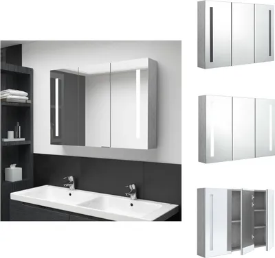 Produktbild von vidaXL LED-Spiegelschrank fürs Bad Betongrau 89x14x62 cm -  Badezimmerwaschtische