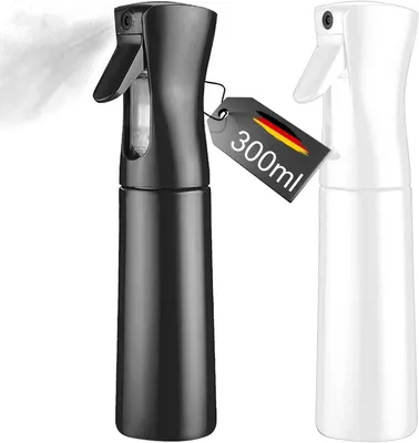 Produktbild von Wasserzerstäuber Bottle 2er Pack Sprühflaschen 300ml - Ultraleichter Nebelsprüher für Haarpflege, Pflanzen & Gesichtsbehandlung (Schwarz+Weiß)