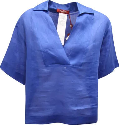Obrázok produktu pre 8107Az Camicia Donna Maxmara Studio Woman Ramié Shirt Blue