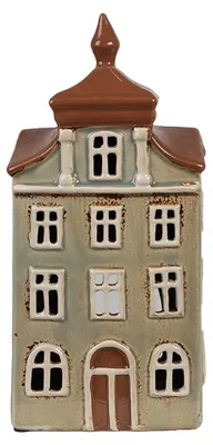 Produktbild von Clayre & Eef Teelichthalter Haus 12x9x25 cm Grün Braun Keramik