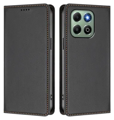 Image de Etui en cuir pour Honor X6B/Honor X6A, étui magnétique en cuirPolyuréthaneavec support Noir