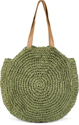 Produktbild von Runde Geflochtene Rattan Schultertasche für Damen