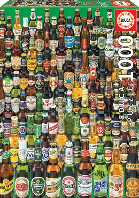 Produktbild von Educa 12736, Biersorten der Welt, 1000 Teile Puzzle für Erwachsene und Kinder ab 10 Jahren, Bierflaschen Collage