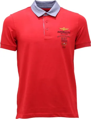 Zdjęcie produktu dla 2385AH AERONAUTICA MILITARE czerwona bawełniana koszulka polo męska