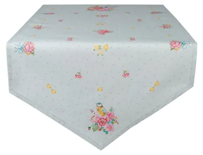 Obrázok produktu pre Bežec na stôl Clayre & Eef 50x160 cm zelené bavlnené kvety