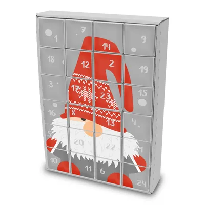 Produktbild von itenga SET Adventskalender zum Füllen Würfel 6,5cm (außen weiß) + Sticker Z59 Riesenwichtel + Würfel weiß