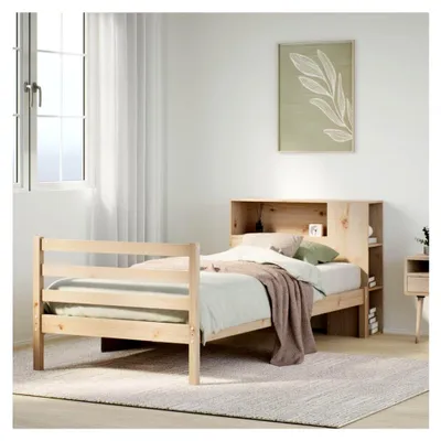 Produktbild von Bücherregal Bett ohne Matratze 90x200 cm aus massivem Kiefernholz