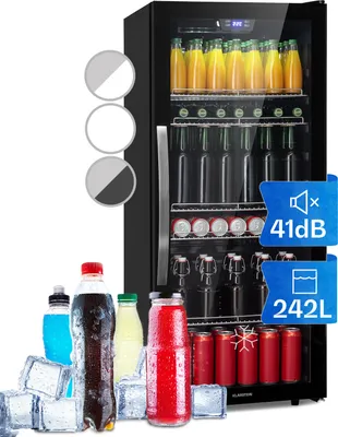 Image de Klarstein Mini Frigo de Chambre et Bureau pour Boisson, Petit Frigo Silencieux, Refrigerateur Mini Bar 242L, Petit Réfrigérateur Camping, Étagères Réglables pour le Vin, Cannette, Beer Fridge