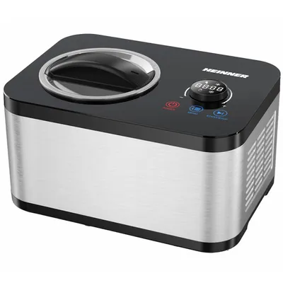 Produktbild von Heinner SweetFreeze Eismaschine 120 W, 1,5 L, Kompressor, LED-Display, Touchbedienung, Schwarz/Edelstahl