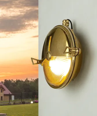 Immagine prodotto di Lampada da parete per esterni in ottone con vetro scanalato IP64 lampada marittima resistente alle intemperie lampada da esterno terrazza porta d'ingresso balcone