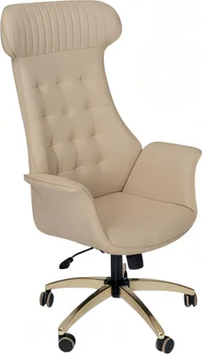 Zdjęcie produktu dla Beżowe drewniane krzesło biurowe o eleganckim designie