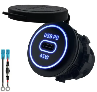 Produktbild von ProRide 12-24V USB-C Einbauladegerät 45W - 1 Port - Blau - Mit Kabel