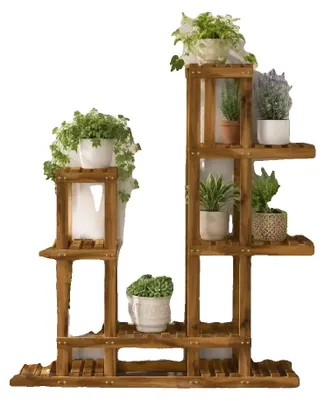 Zdjęcie produktu dla Stojak na rośliny, wykonany z litego drewna akacji, nowoczesny design, kolor brązowy