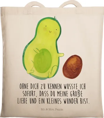 Produktbild von Mr. & Mrs. Panda Tote Bag Avocado Kern rollt - Transparent - Geschenk, Baby, Liebe, Jutetasche, Geburtstag, Laptoptasche, Jutebeutel, Tasche, Beutel