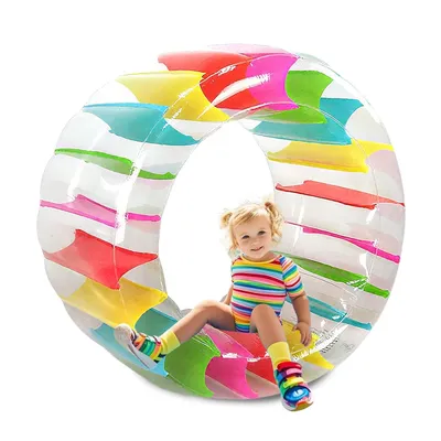 Produktbild von Schwimmtiere, Aufblasbarer Rollen Schwimmer, 120cm Simming Pool Wasserrad, Aufblasbares Wasserrad, Farbe Riese Schwimmbad-Spielzeug mit Luftpumpe