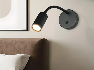 Produktbild von LED Schwanenhals Leselampe Schwarz mit Schalter für Schlafzimmer & Wohnzimmer