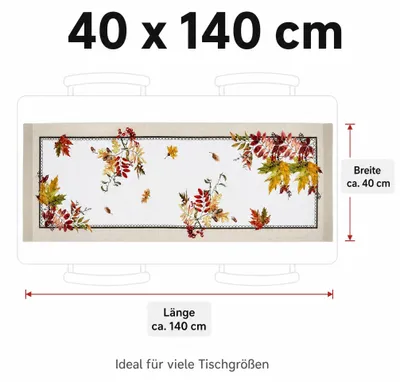 Produktbild von Tischläufer Herbst 40x140 cm, Polyester, Herbstblätter, Deko Tischdecke