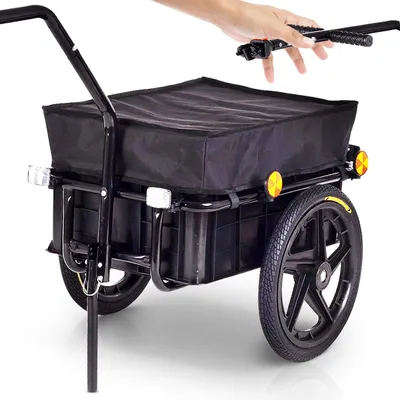 Produktbild von SAMAX Lastenanhänger / Fahrradanhänger für 60 Kg / 70 Liter mit Kupplung in Schwarz
