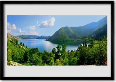 Produktbild von Bild 100x70 MDF-Rahmen Wandkunst Wald See Berge Landschaft