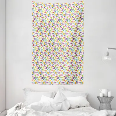 Produktbild von ABAKUHAUS Zahlen Wandteppich und Tagesdecke, Bunte Blase Stil aus Weiches Mikrofaser Stoff Waschbar ohne Verblassen Digitaldruck, 140 x 230 cm, Mehrfarbig