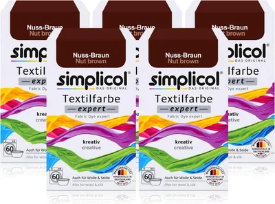 Produktbild von Simplicol Textilfarbe expert Nuss-Braun 150g - Farbe zum Färben (5er Pack)