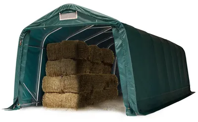Produktbild von Robuster Weideunterstand 3,3x8,4 m wetterfeste PVC Plane 800N Unterstand für Betonuntergrund, grün