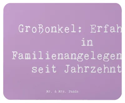 Produktbild von Mr. & Mrs. Panda Mauspad Spruch Großonkel Erfahrung - Lavendeltraum - Geschenk, Verwandtschaftsbeziehung, handgemacht, Familie, laptop mousepad, Familientradition, Rat