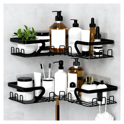 Produktbild von Duschablage Ecke - Duschablage ohne Bohren, Duschregal Shampoo Halterung Für Dusche Duschkorb Dusche Halterung Badezimmer Organizer, Schwarz
