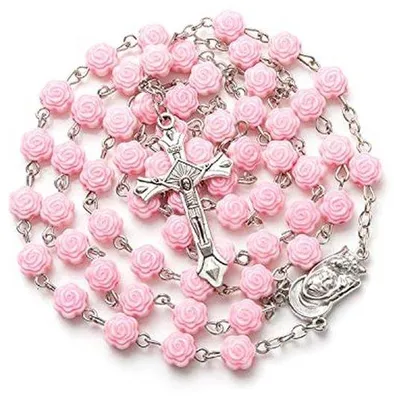Produktbild von Famanu Rosenkranz mit Harzblüten - Rosa
