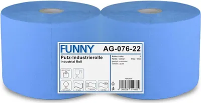 Produktbild von Industriepapierrolle Funny - 2-lagig - blau - 2 Rollen - 26 x 33 cm
