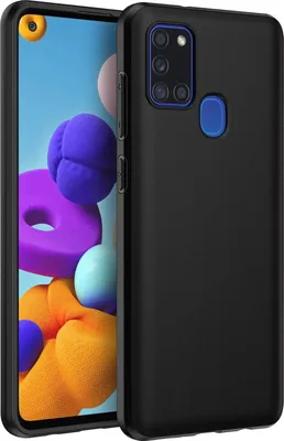 A black phone case is shown on a white background, with a phone inside the case displaying a colorful abstract image.