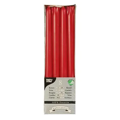 Zdjęcie produktu dla Papstar Leuchterkerzen rot 22x250 mm 8 Stück