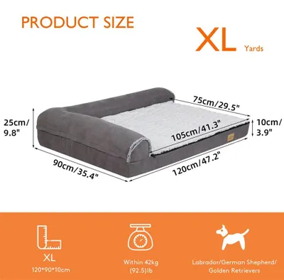 Immagine prodotto di Cuccia per cani - Cuccia ortopedica per cani - Design a forma di L - Copertura lavabile - Resistente e elegante