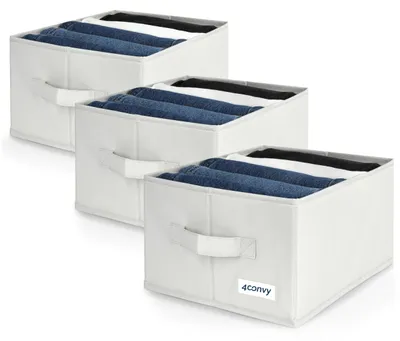 Obrázek produktu pro 4CONVY Organizér na kalhoty do šatny – organizér do skříně – organizér do zásuvek – úložné boxy s 5 přihrádkami – skládací úložný box na oblečení – organizér do šatny – 3 kusy