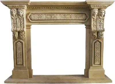 Produktbild von Casa Padrino Luxus Barock Kaminumrandung Gelb 200 x 38 x H. 150 cm - Handgefertigte Kaminumrandung aus hochwertigem Marmor - Kamin Deko Accessoires - Marmor Möbel im Barockstil