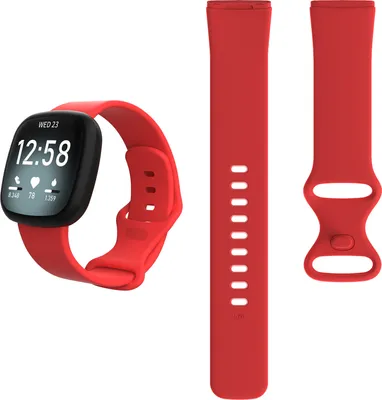 Produktbild von Silikon Ersatzband Armband für Fitbit Versa 3 / Sense „Sport“, S, Rot