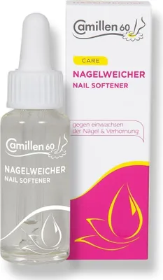 Zdjęcie produktu dla Zmiękczacz do paznokci, Camillen 60, pielęgnacja przeciw wrastaniu paznokci i silnemu rogowaceniu, 20ml