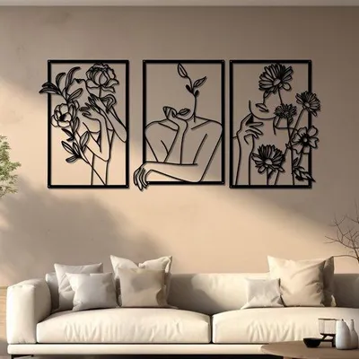 Produktbild von Famanu Wanddekoration Set - abstrakte Kunst - 3-teilig - schwarz