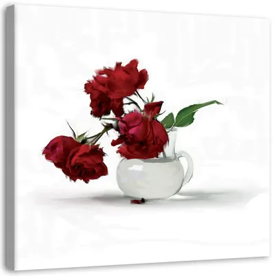 Produktbild von Leinwandbild rote rosen in einer vase 60x60 cm Feeby rot wandbild bereit zum aufhängen