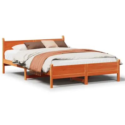 Image de Cadre de lit sans matelas cire marron 140x200cm bois pin massif