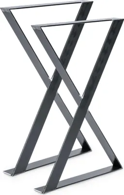Produktbild von 2er Tischbeine Tischgestell Tischkufen Stahl 60x75 cm Industriedesign Klarlack
