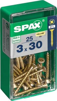 Immagine prodotto di SPAX 4081020300301, Vite, Acciaio, Zinco, Legno, Testa piatta, Croce, Giallo