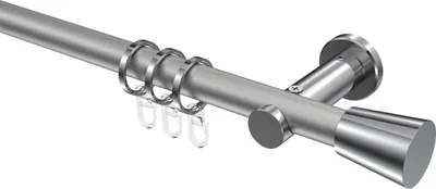 Produktbild von Interdeco Gardinenstange / Vorhangstange Silbergrau / Chrom, Typ Platon Sitra (Konus), 20 mm Ø 1-läufig, 100 cm