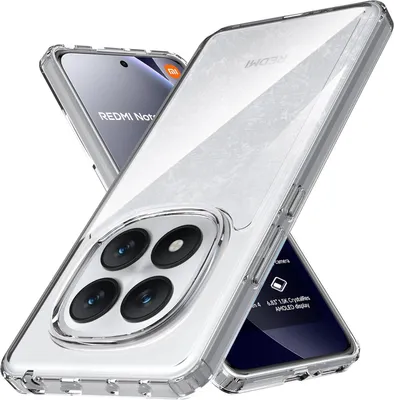 Produktbild von CLM-Tech Hülle kompatibel mit Xiaomi Redmi Note 15 Pro+ / 15 Pro Plus 5G - keine Vergilbung Stoßfeste Schutzhülle - Transparente Handyhülle aus TPU Gummi mit harter PC Rückseite ( Durchsichtig )