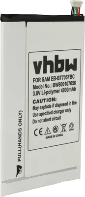 Produktbild von vhbw Akku Ersatz für Samsung EB-BT705FBE, EB-BT705FBU, EB-BT705FBC für Tablet Pad (4900 mAh, 3,8 V, Li-Polymer)