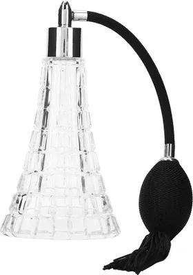 Produktbild von Leere, wiederbefüllbare Vintage-Parfümflasche aus Glas mit antikschwarzem Sprühkopf und Quaste, 75 ml