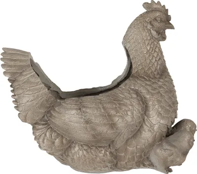 Zdjęcie produktu dla Clayre & Eef Doniczka Kurczak 46x30x38 cm Szary Plastik