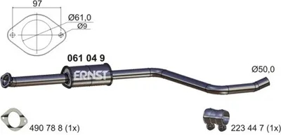 Produktbild von ERNST 061049 Mittelschalldämpfer Schalldämpfer für OPEL ZAFIRA TOURER C (P12)