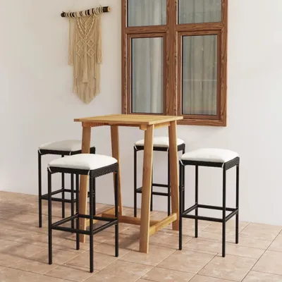 Produktbild von The Living Store 5-tlg. Gartenbar-Set mit Kissen Schwarz