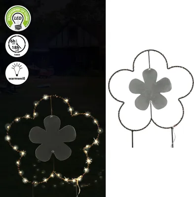 Produktbild von Gartenstecker mit LED "Blume" H40cm Eisen batteriebetrieben 6/18 Timer 35 warmweiße LEDs Gartenlicht Outdoorbeleuchtung